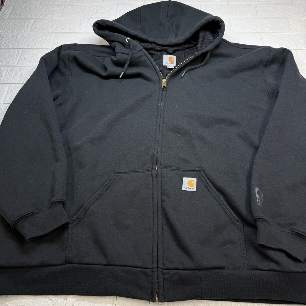 Carhartt Rain Defender Thermal Lined Zip Jacket Mens 2XL Black TS4078-M